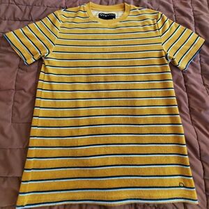 Empyre Skateboard Pin Stripe Short Sleeze Men's Shirt Size M. Mustard Color GPWC